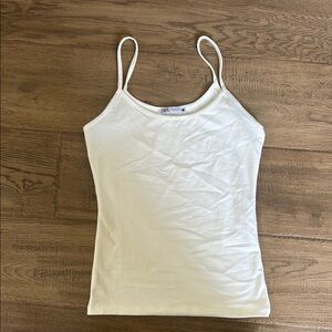 Zara White Fitted Sleeveless Camisole